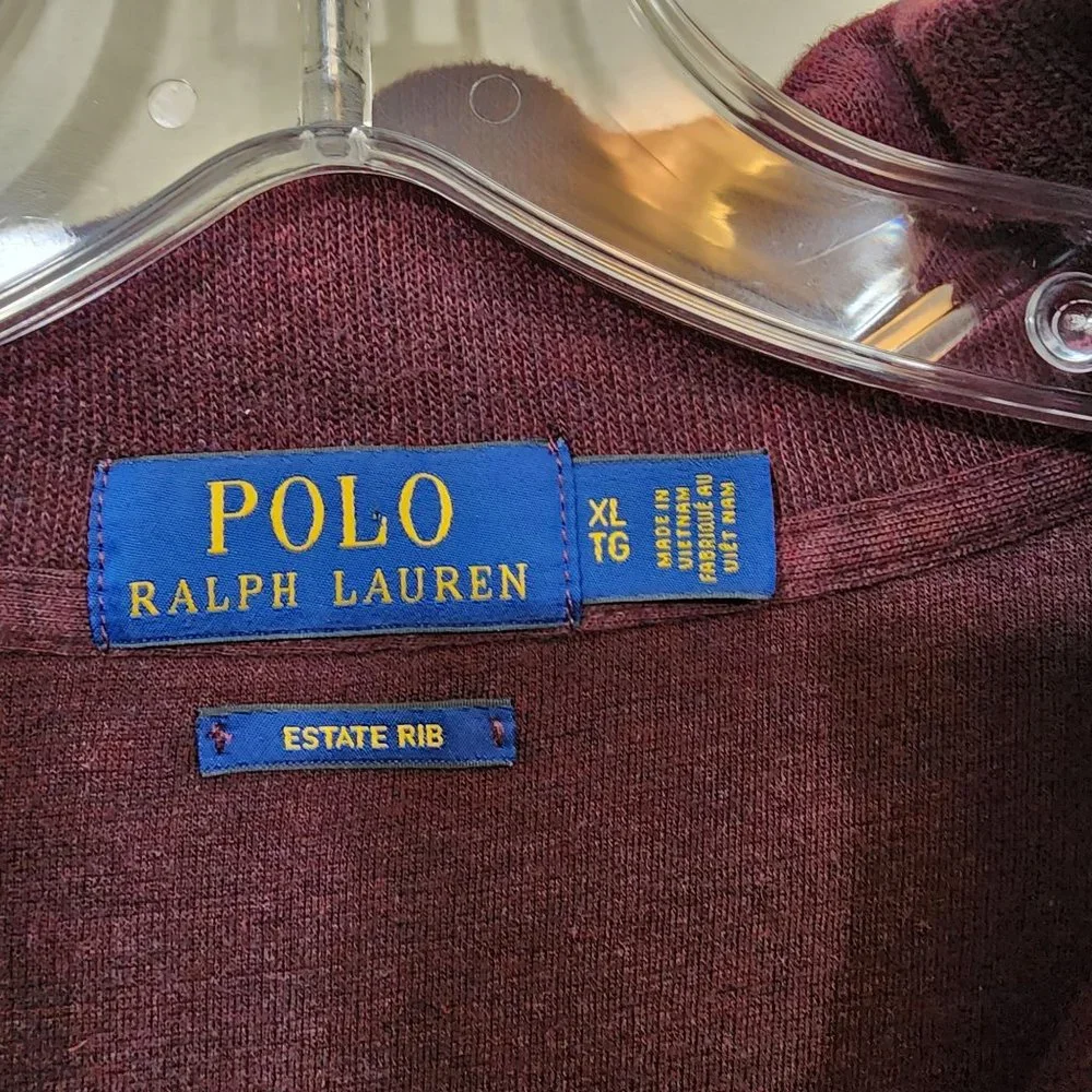 Polo Ralph Lauren 1/4 zip‎ long sleeve burgundy pullover shirt men's size XL